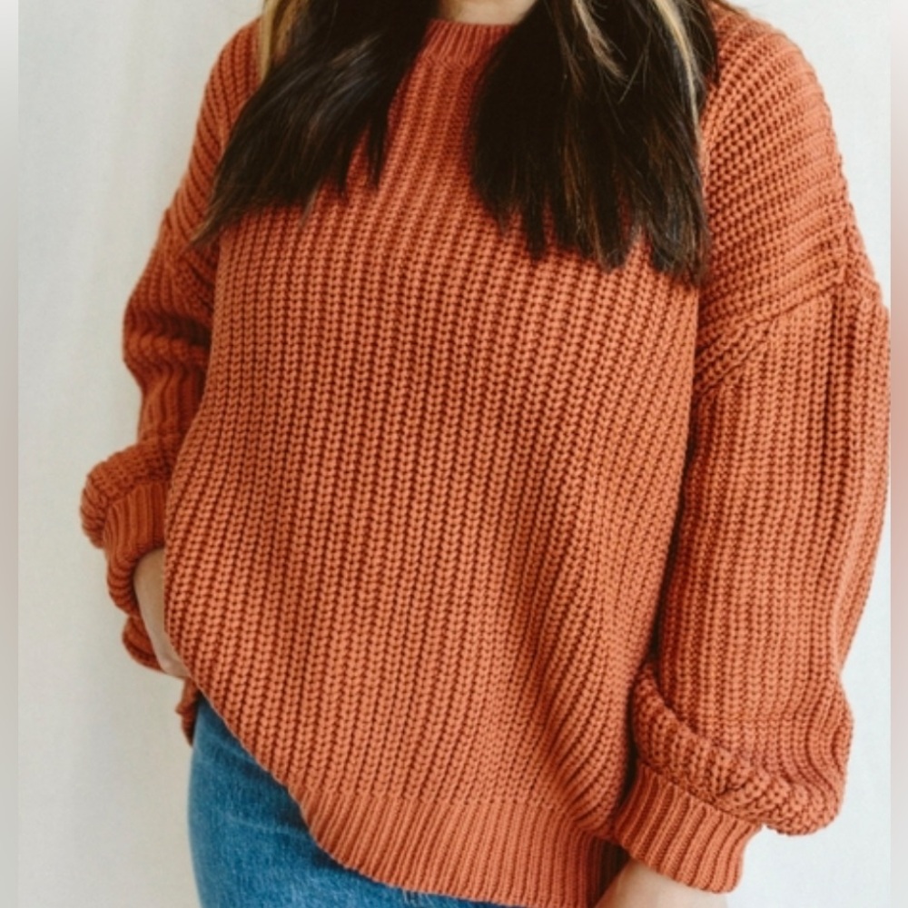 Goumi organic cotton chunky knit sweater L/XL EUC clay